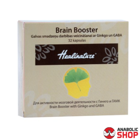 Aptiekas Produkcija Healinature® Brain Booster Galvas smadzeņu darbības veicināšanai ar Ginkgo un GABA 32 kapsulas