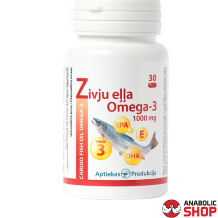 Aptiekas Produkcija Zivju eļļa Omega-3 1000 mg (Sirds zivju eļļa) 30 kapsulas