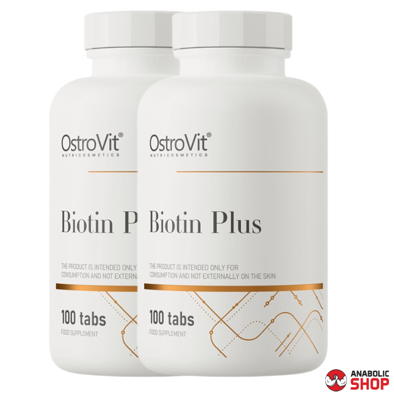 Komplekts 2 gab OstroVit Biotin Plus Biotīns 100 tabletes